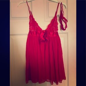 Victoria’s Secret Small Red Lace Babydoll Set